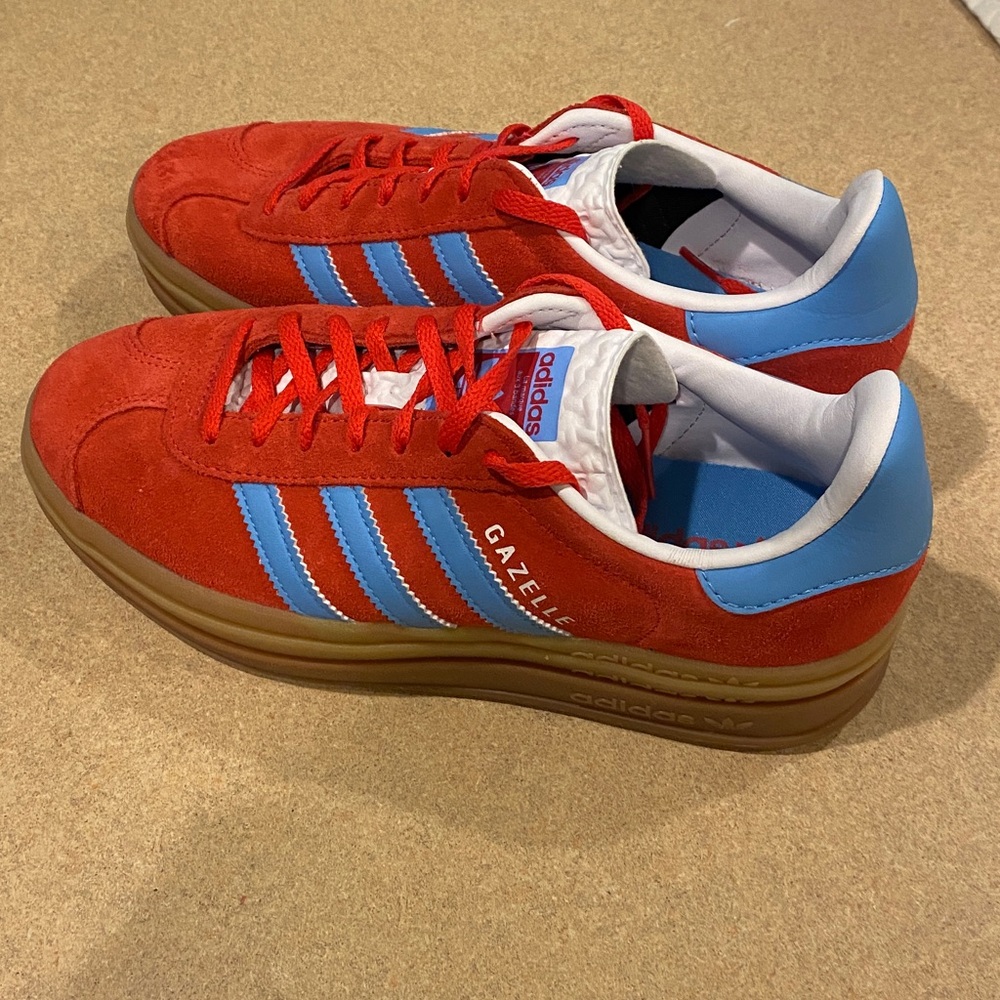 adidas Gazelle Red and Blue Sneakers